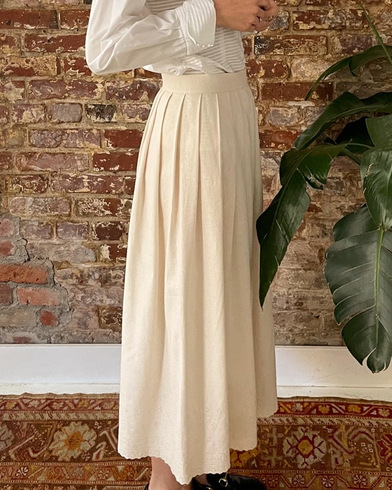 Vintage 1970s Does Edwardian Linen Petticoat Skir… - image 8