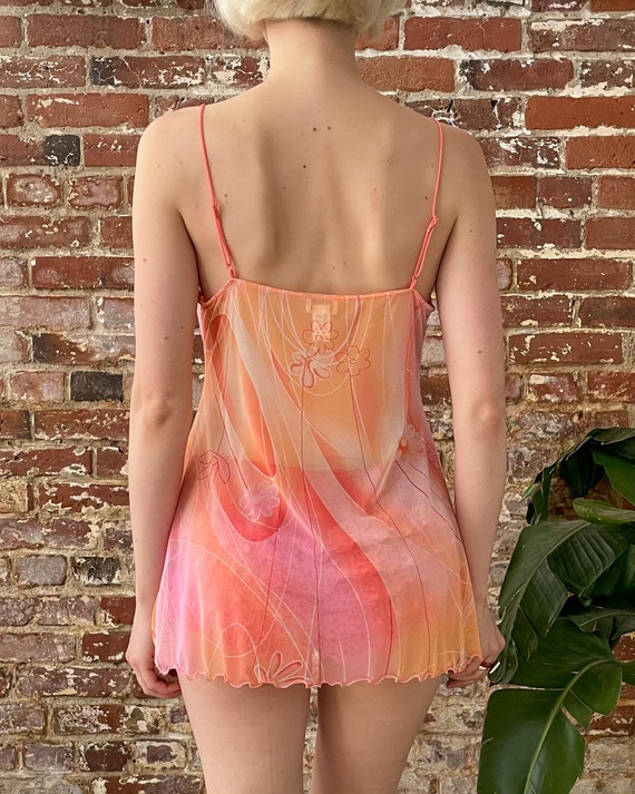 Vintage 90s Y2k ‘Etam’ Pink White Mini Slip Dress 8 10