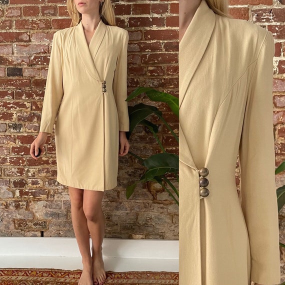 Vintage 1980s Cream Blazer Dress 80s 