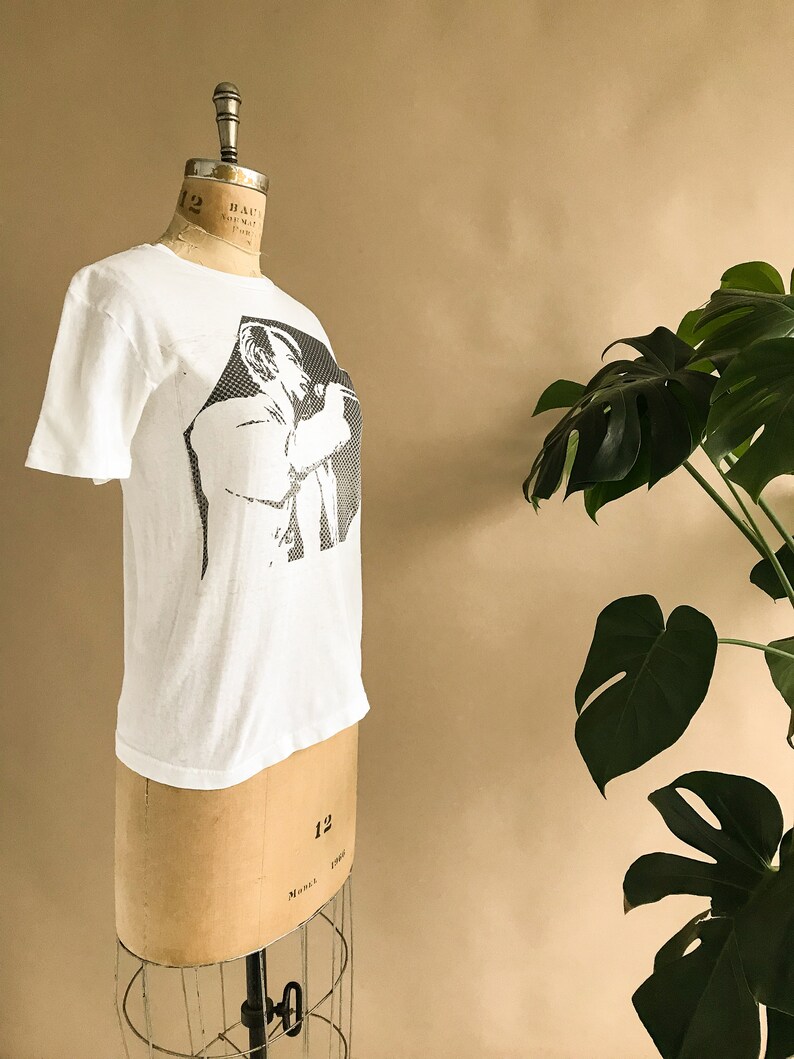 Paper Thin Thrashed Faded T-shirt Single Stitch White Cotton Size Small Vintage 1980s Original David Bowie T-Shirt