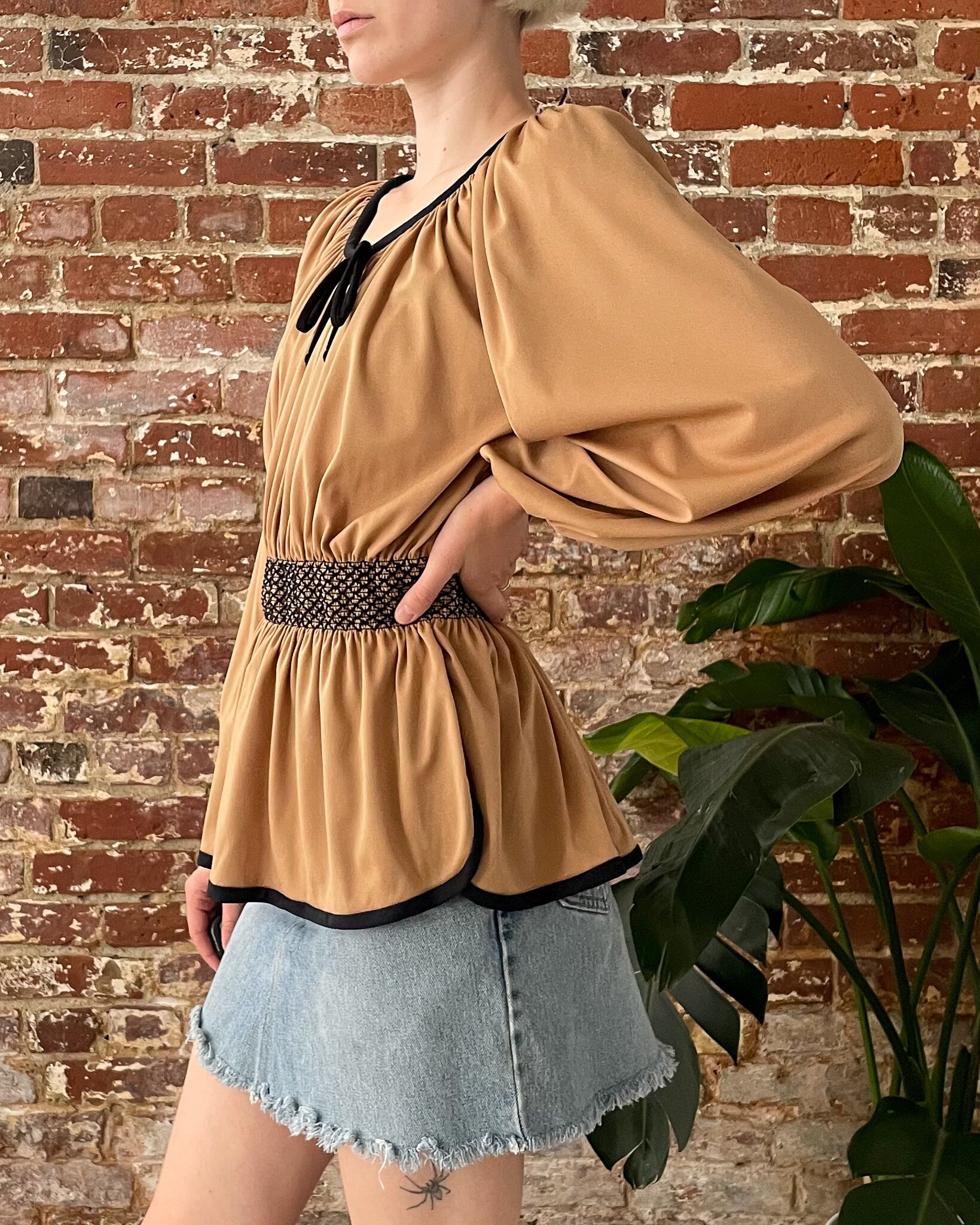 トップス BALLOON HALF-SLEEVE BLOUSE 300IS230-1971 BALLOON HALF-SLEEVE BLOUSE｜38｜O/WHT｜SHIRTS AND BLOUSES