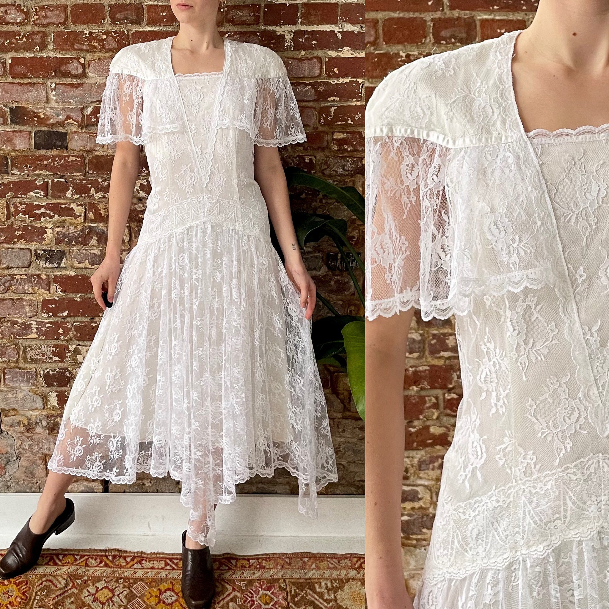 Vintage Gunne Sax 1980s Does 1920s White Lace Drop Waist Dress - Etsy