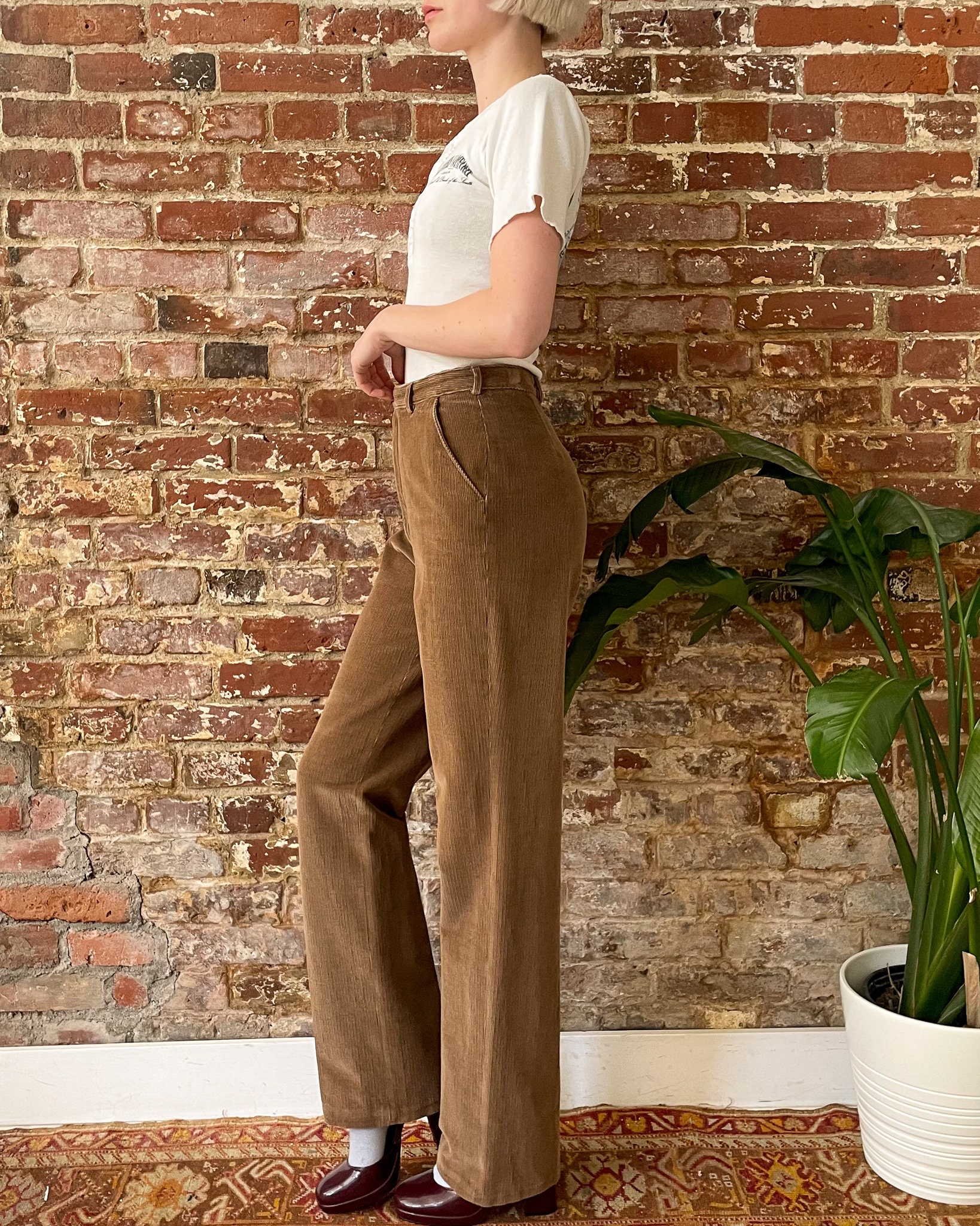 Vintage 1970s EBBE Designs Light Brown Corduroy Trousers