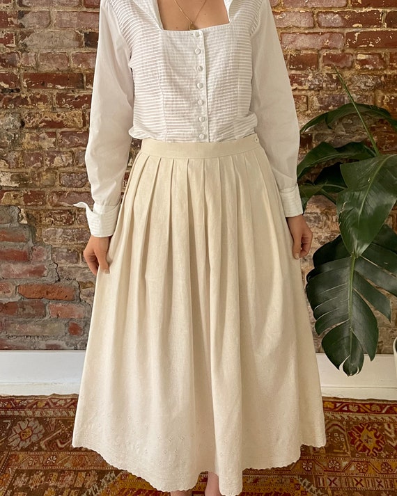 Vintage 1970s Does Edwardian Linen Petticoat Skir… - image 5