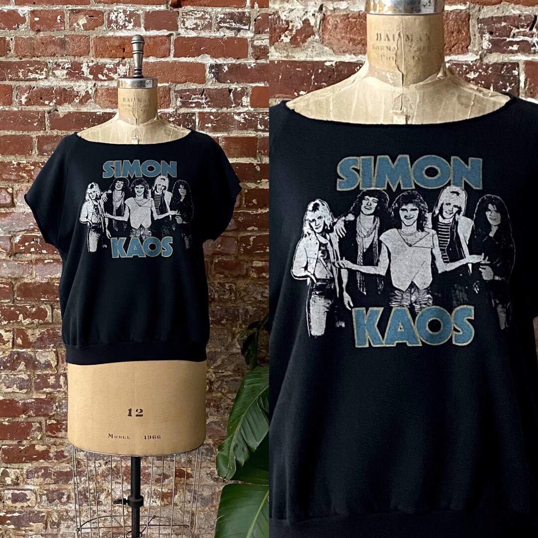 Vintage 80s Simon Kaos Short Sleeve Sweatshirt - Men's Medium Women's Large, image size:1080x1080