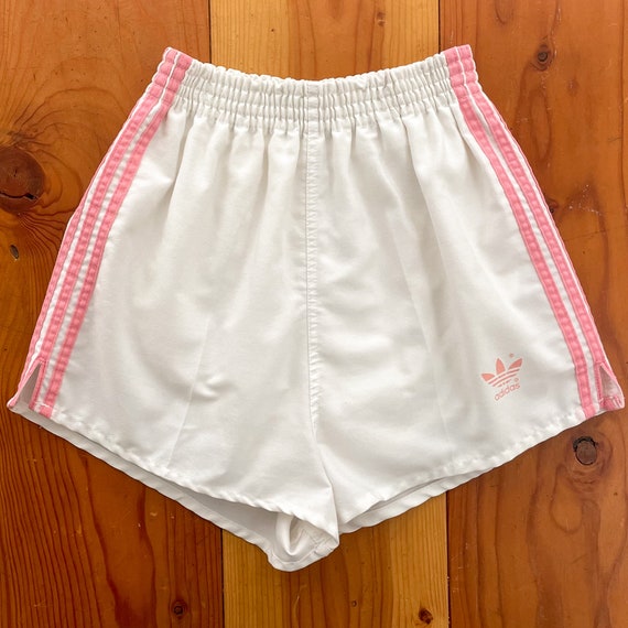 Pantaloncini Adidas Trefoil vintage anni 80 Pantaloncini sportivi a vita alta Adidas bianchi e rosa anni 80 XXS XS fino a 25 vita Etsy Italia