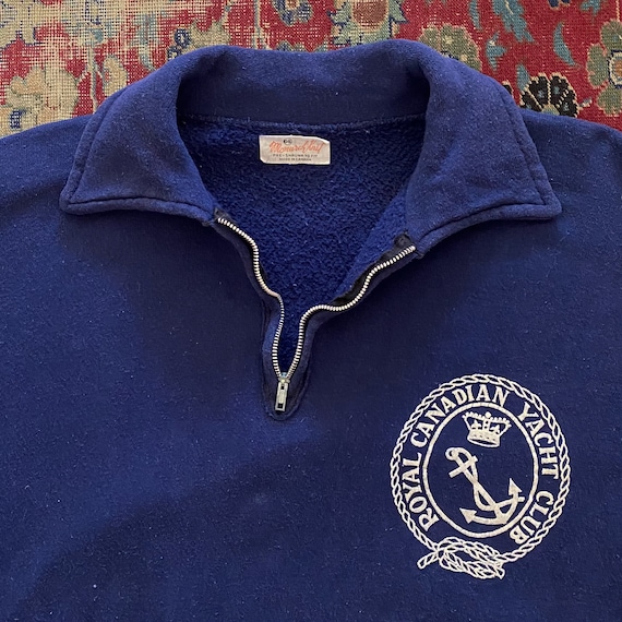 Vintage 1950s/1960s Navy Blue Yacht Club Sweatshi… - image 4