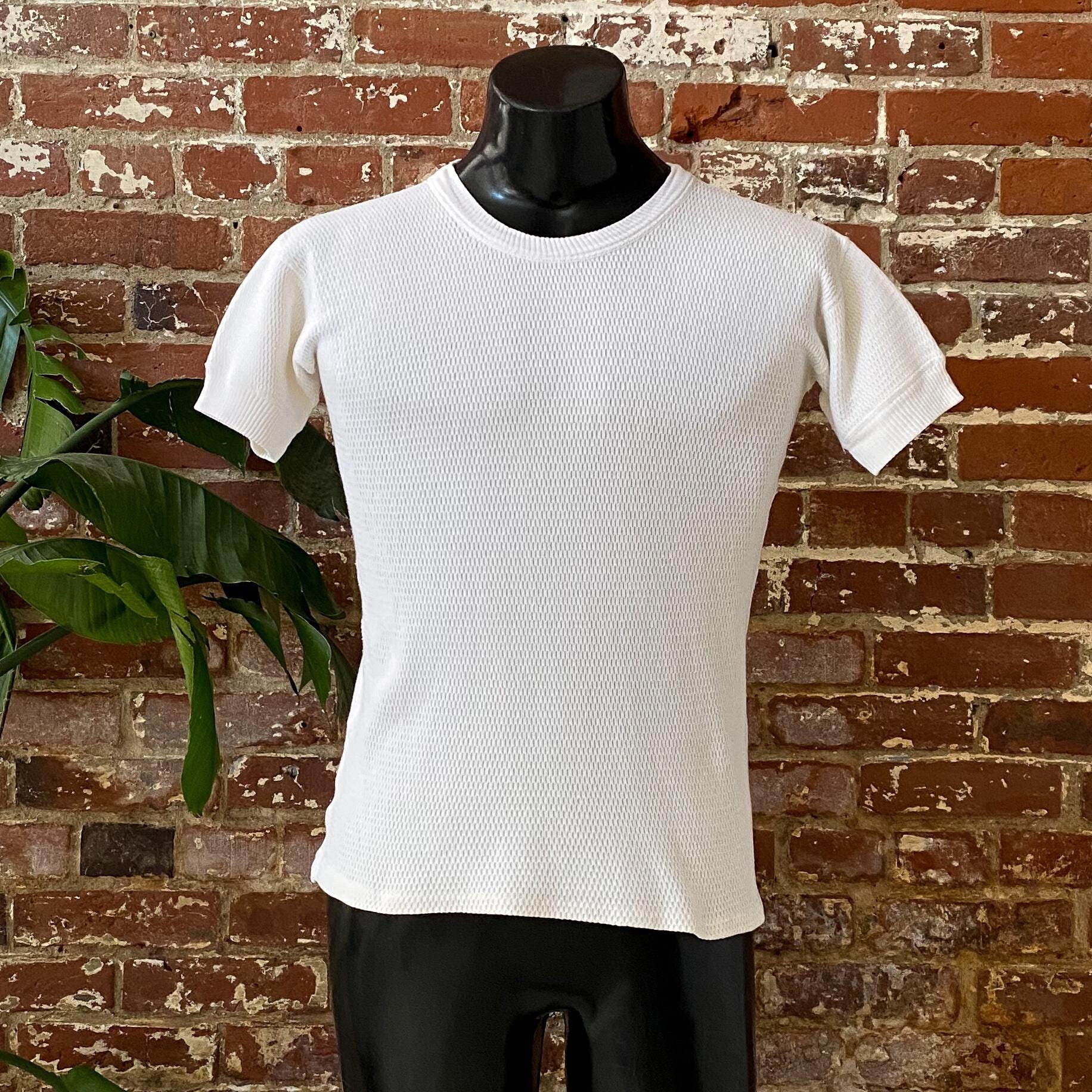 Vintage 60s Penney's Towncraft White Short Sleeve Thermal - Single