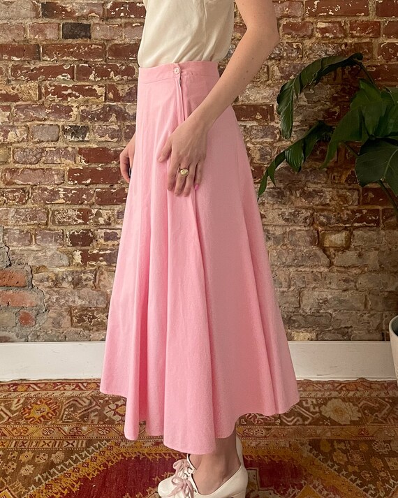 Vintage 1980s Bubblegum Pink Midi Circle Skirt - … - image 6