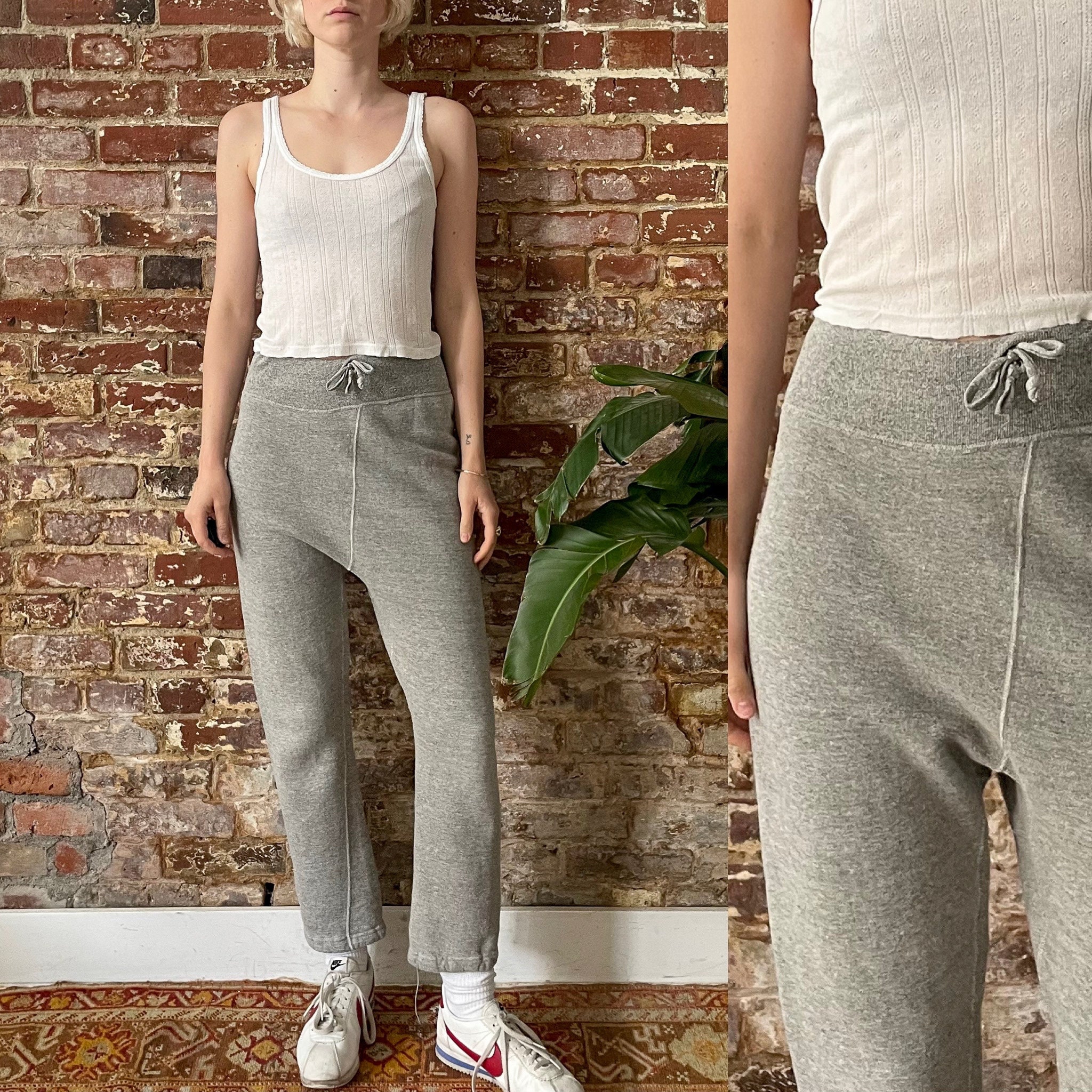 Vintage 1950s Heather Grey Cotton Sweatpants - 50s Athletic