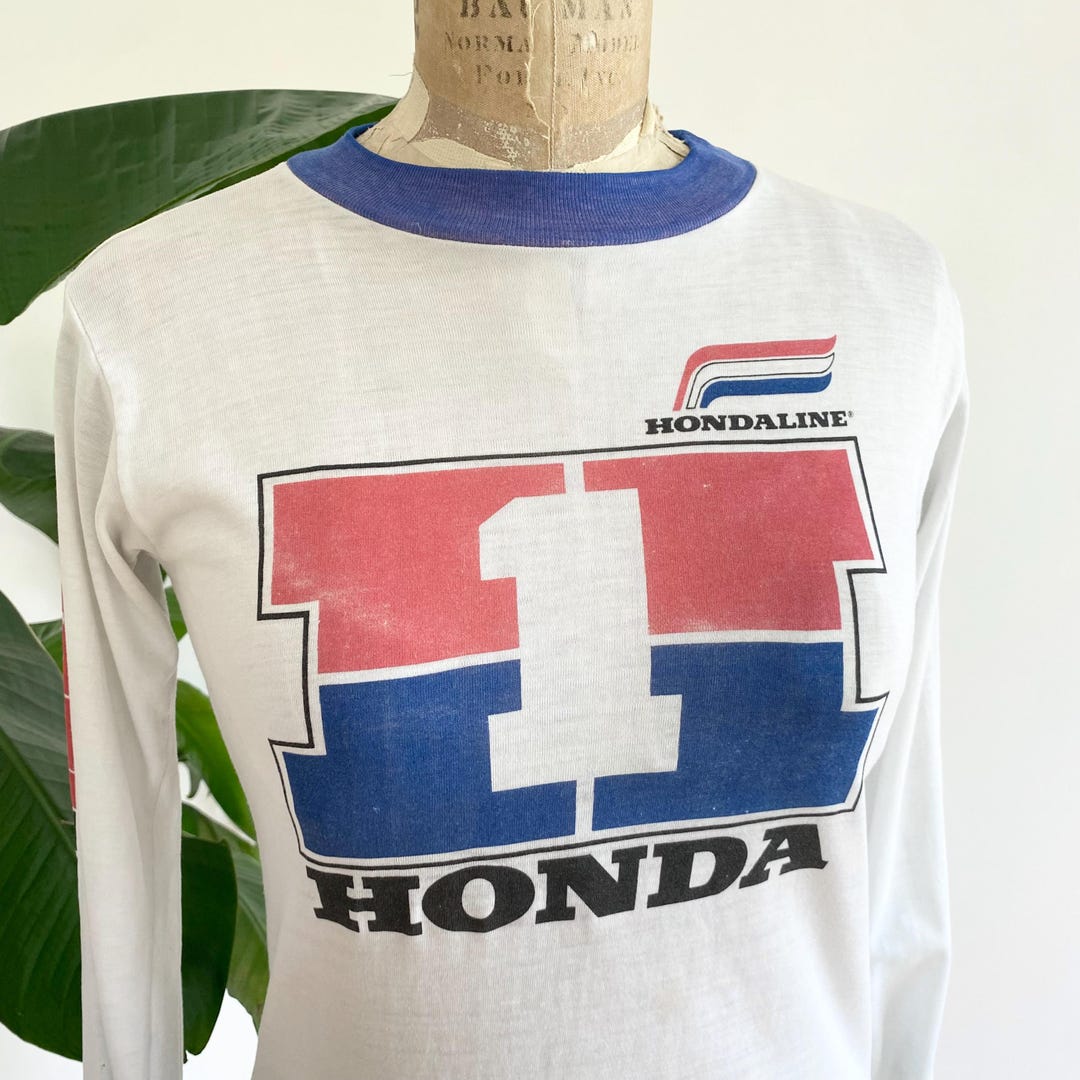 80s HONDA レーシングTシャツ　長袖　日本製　古着　8%a Vintage 80s Hondaline Sleeve Print Racing T-shirt - Made in USA