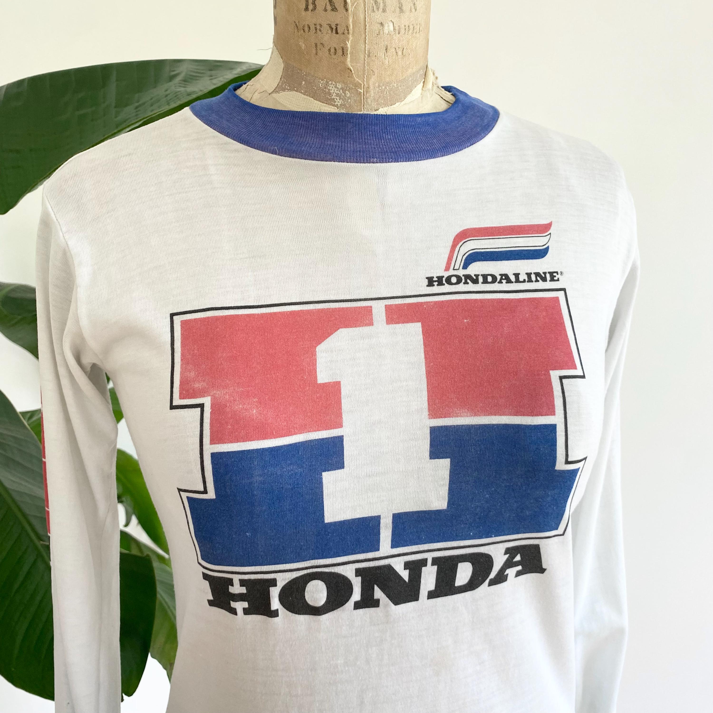 Vintage 80s Hondaline Sleeve Print Racing T-shirt - Made in USA