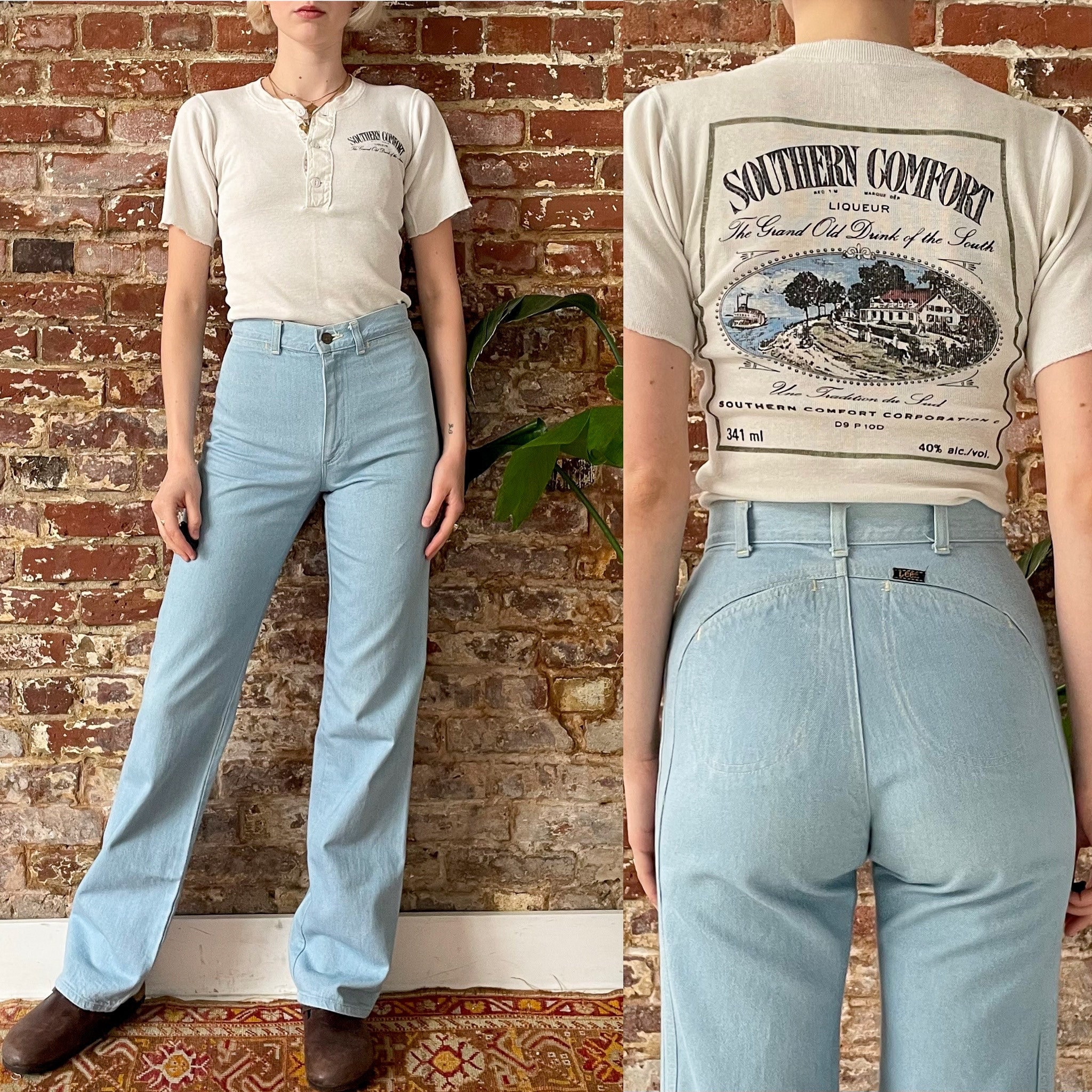 Vintage 1970s Lee Juniors Saddleback Jeans - Lee Faded Light