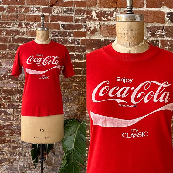Vintage 1980s Enjoy Coca Cola It s Classic Red Promo T shirt 80s Red Coca Cola Promo Tee Single Stitch Made in USA S M Short Fit Etsy Australia