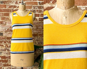 ヴィンテージ 70年代 “JC Penney” ストライプ イエロー メッシュ 