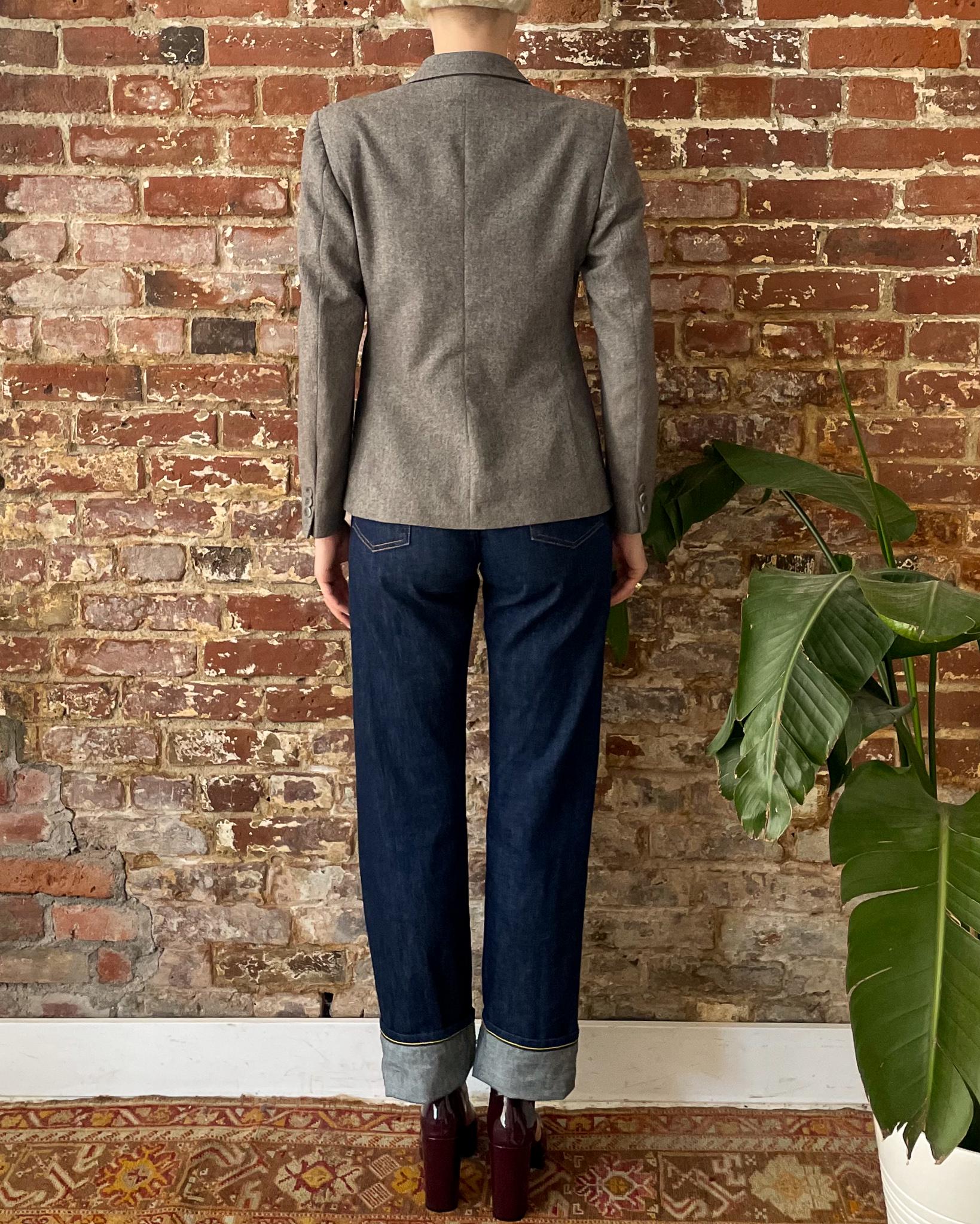 Vintage 1970s Pierre Balmain Light Grey Wool Blazer 70s Balmain