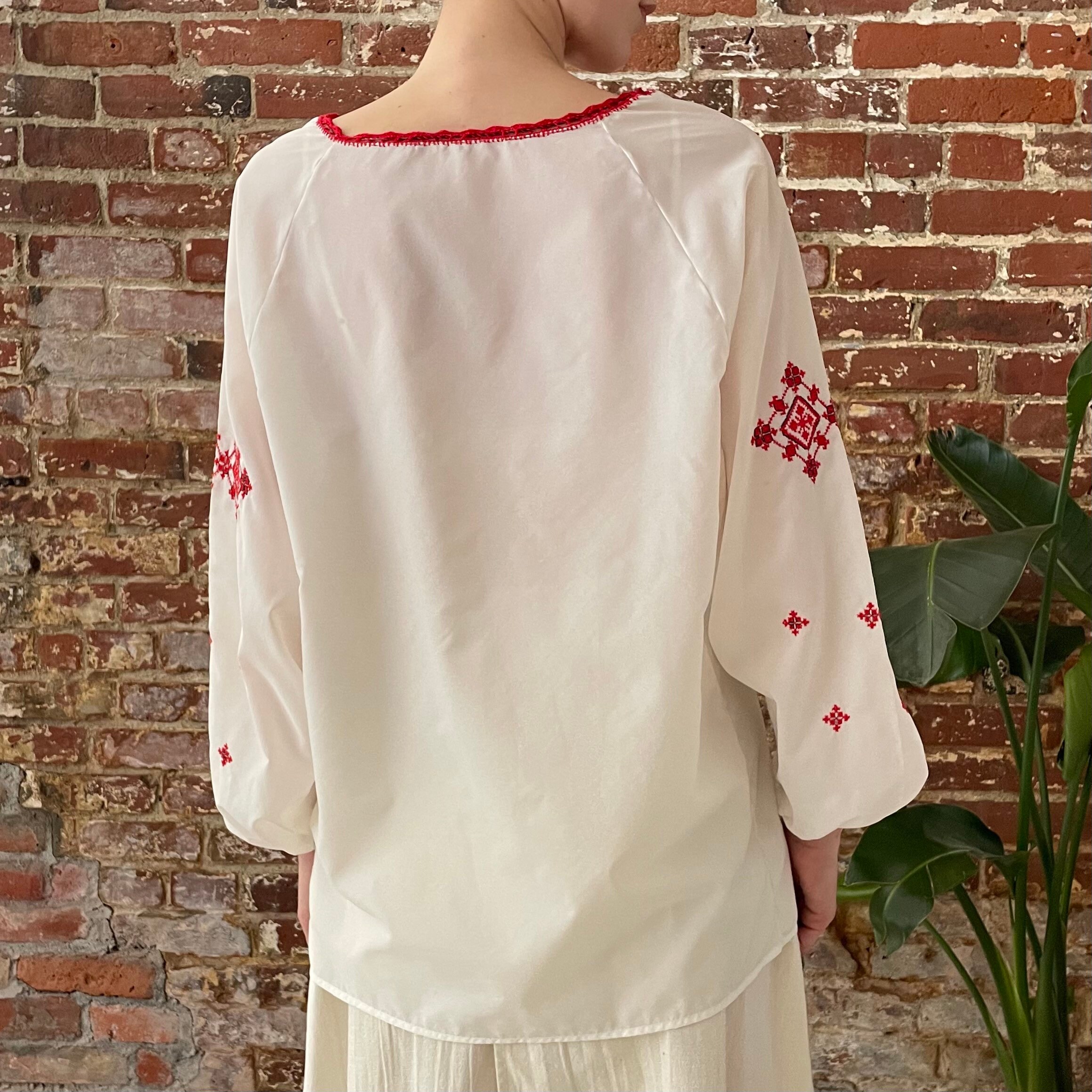 Vintage 1970s Embroidered Peasant Blouse 70s White Red Etsy Canada