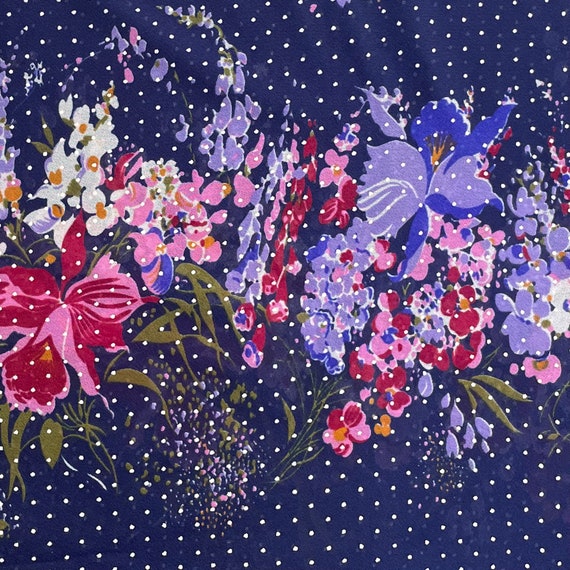 Vintage 1970s Navy Blue Polka Dot Floral Dress Set - … - Gem