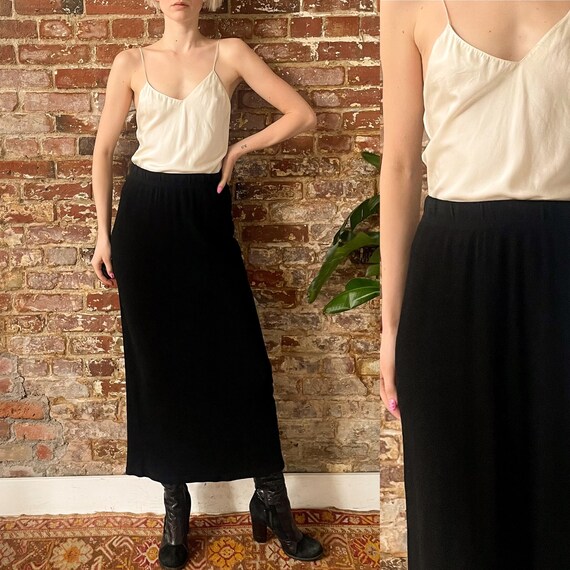 Vintage 1990s Byer Studio Black Stretch Maxi Skir… - image 1