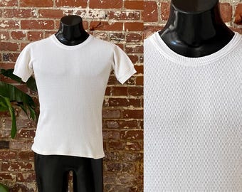 Vintage 60s Penney's Towncraft White Short Sleeve Thermal - Single Stitch - Men's Small Short Fit Women's Medium