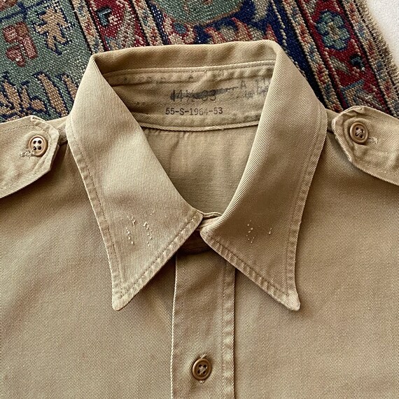 Vintage 1964 Khaki Military Shirt - 60s US Milita… - image 3