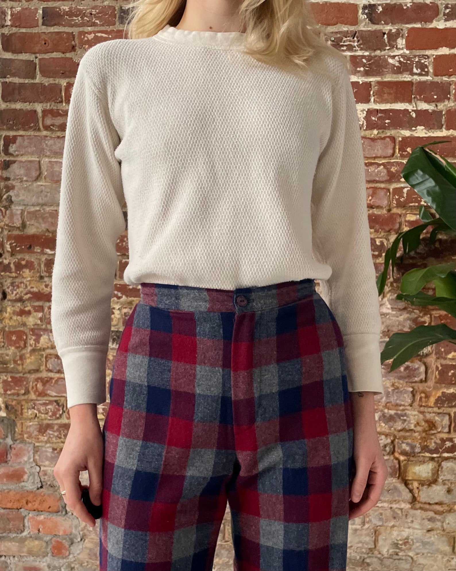 red plaid bell bottoms