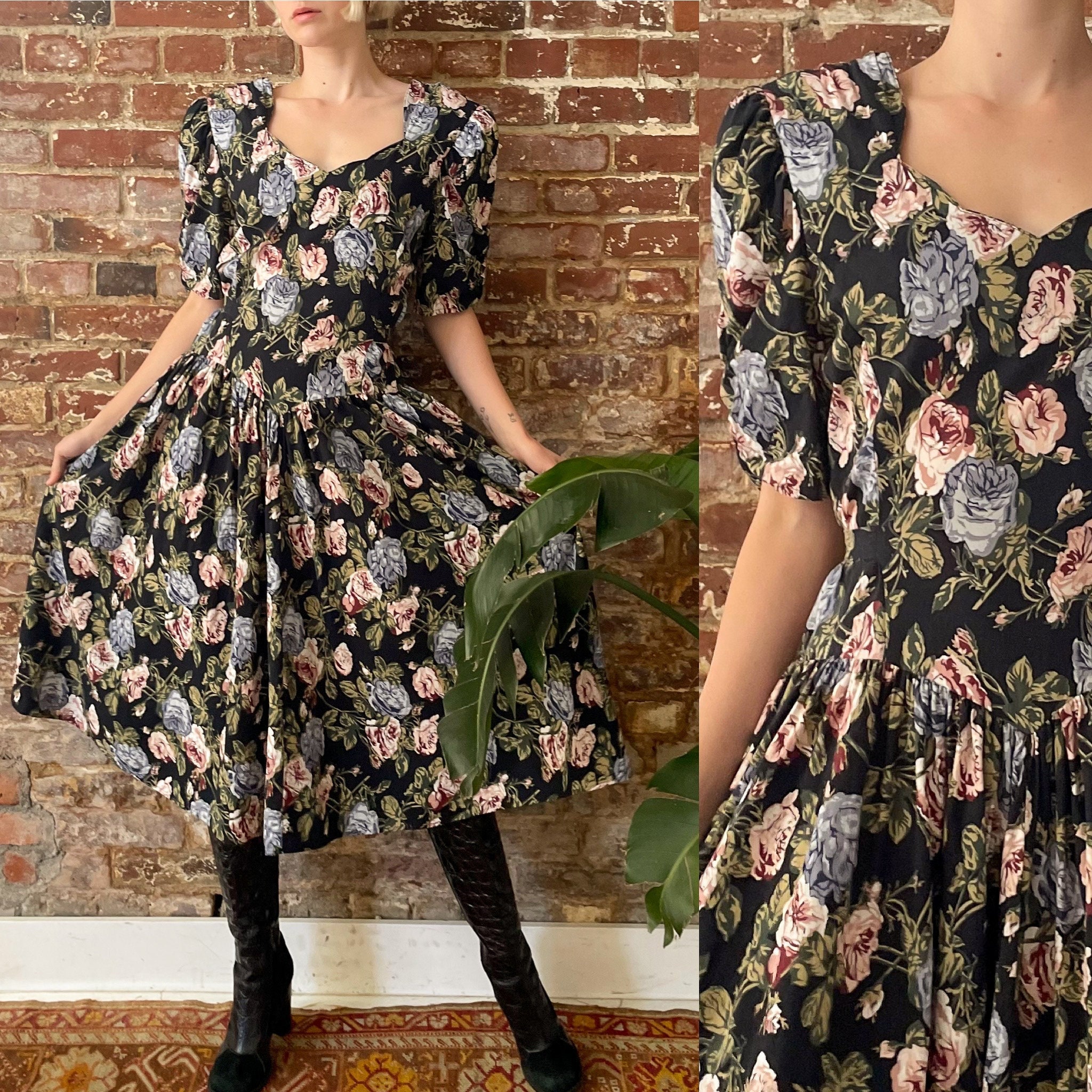 Navy floral gown top