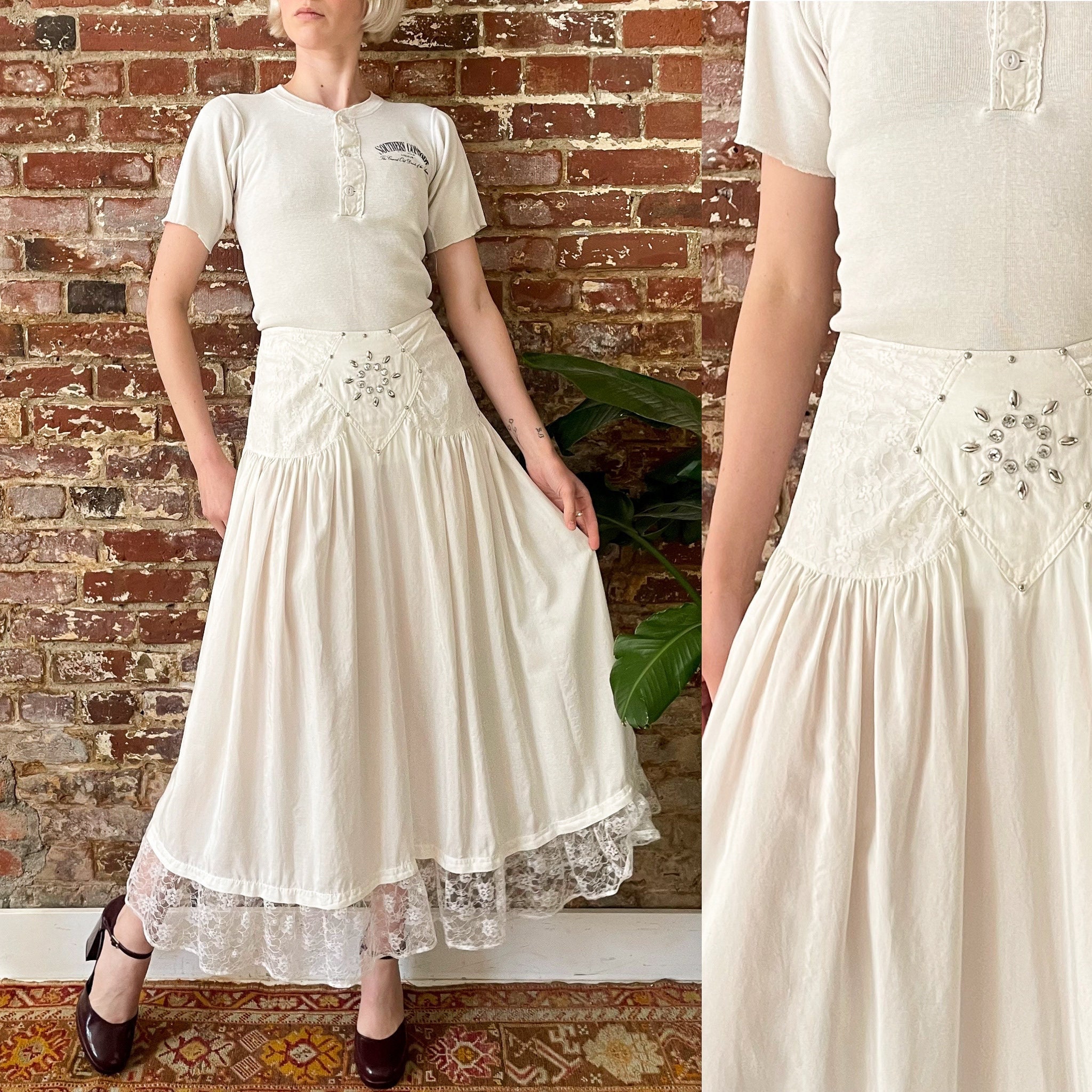 80s white lace skirt discount