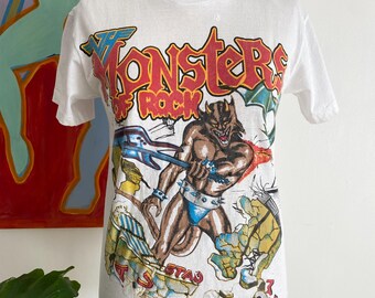 1988 Vintage Monsters of Rock Short Sleeve White T-shirt Size S-4X