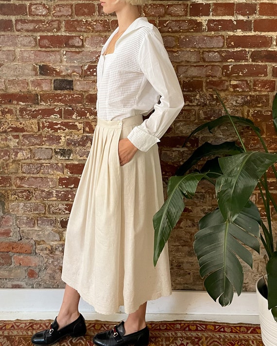 Vintage 1970s Does Edwardian Linen Petticoat Skir… - image 2