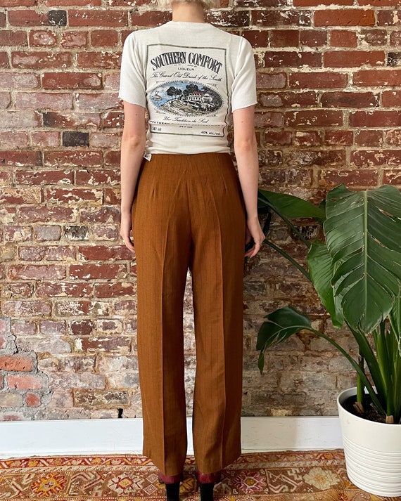 Vintage 1970s Brown & Black Pinstripe Trousers - … - image 4