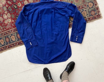 Vintage 1930s French Blue Cotton Pullover Work Shirt Smock - Men's