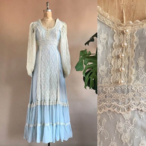Vintage 1970s Romantic Gunne Sax Peasant Dress - 7