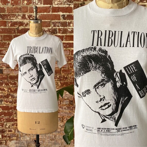 Vintage 1989 James Dean Tribulation T shirt 80s James Dean Tee
