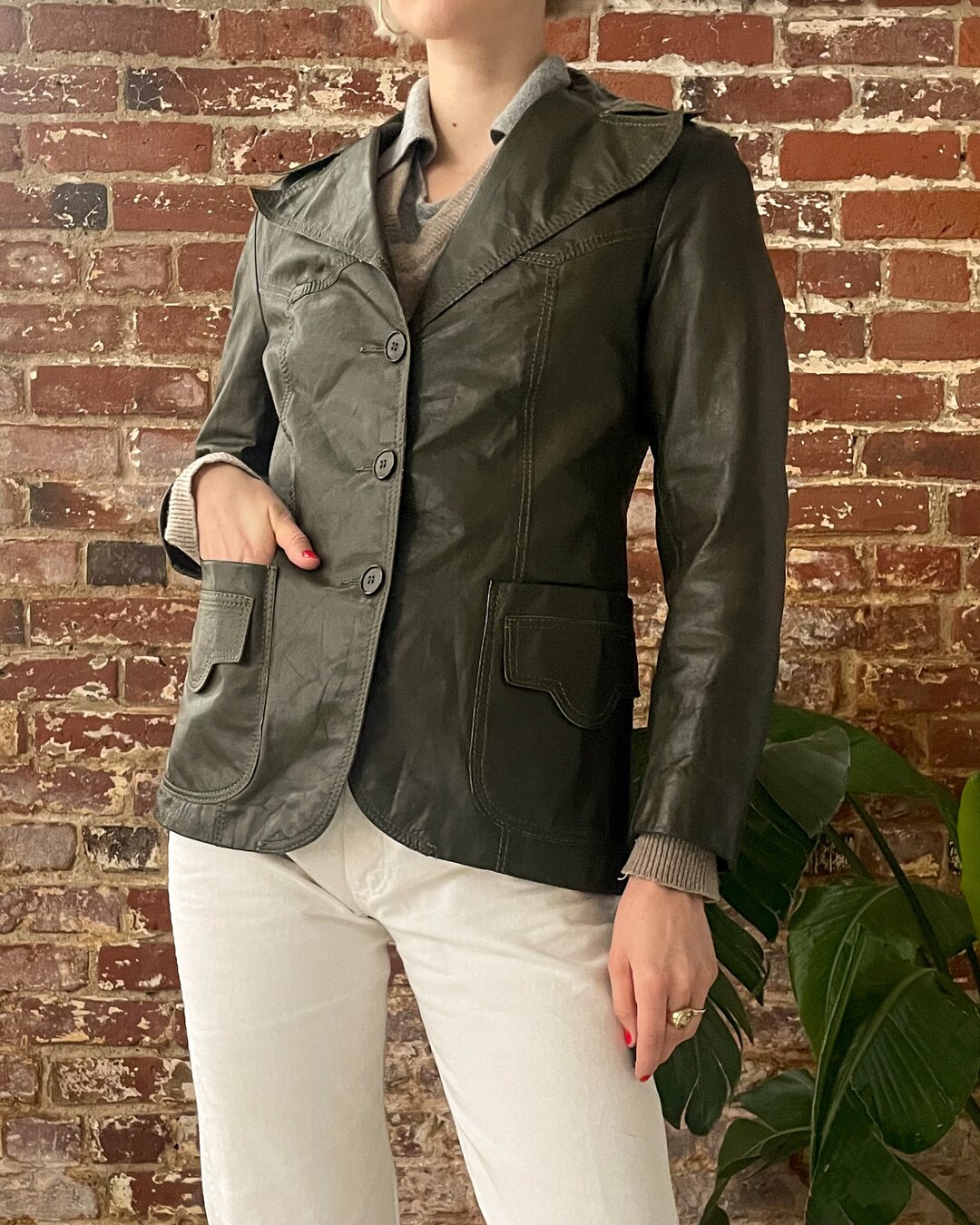 ジャケット・アウター 70s Leather Jacket Green il_1080xN.6905107868_3chv.jpg