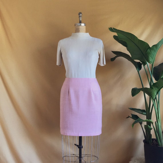 Vintage 1990s Pink & White Micro Plaid Mini Skirt