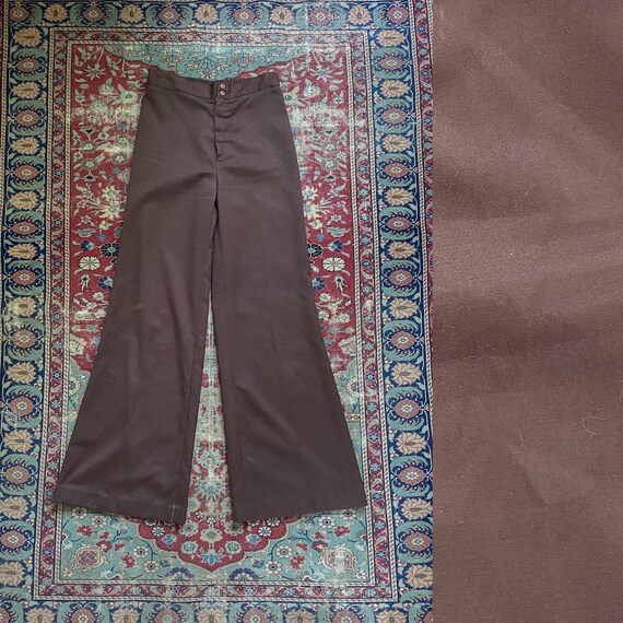 Vintage 1970s Chocolate Brown Bell Bottom Trousers