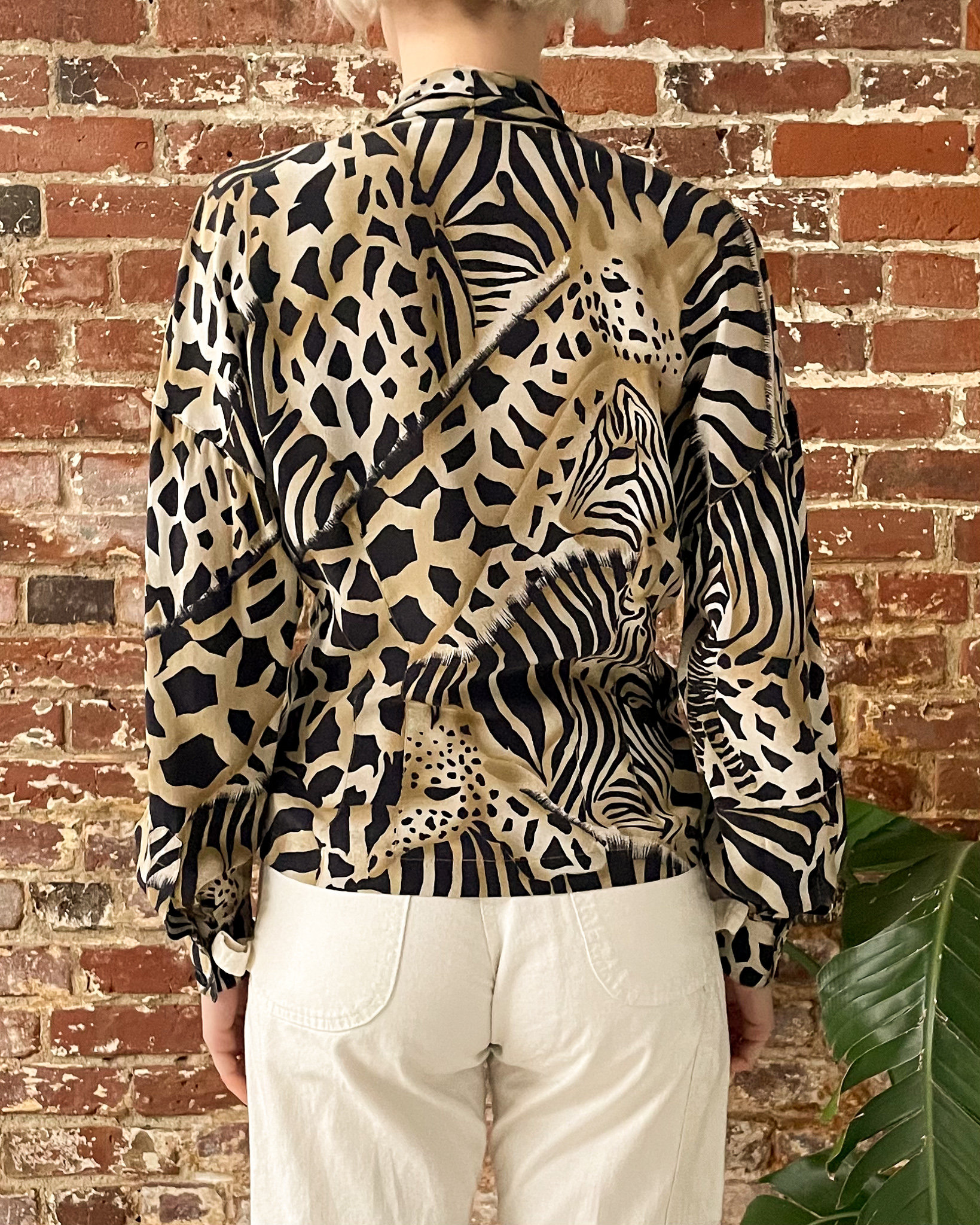 Vintage 80s “escada Margaretha Ley” Giraffe Zebra Print Silk