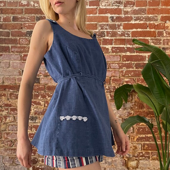 Vintage 1970s Chambray Denim Babydoll Top - 70s C… - image 7