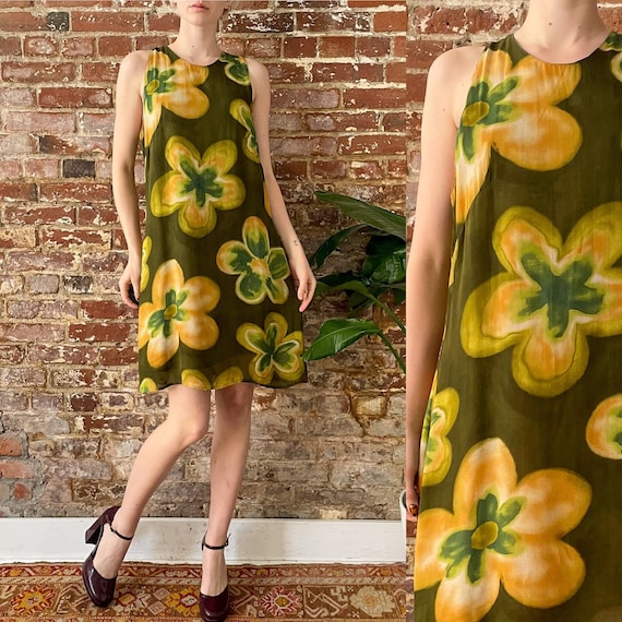 Vintage 90s "naf Naf" Green Large Daisy Print Sheer Overlay Dress - Made in France - Medium - Etsy Vintage 90s "naf Naf" Green Large Daisy Print Sheer Overlay Dress - Made in France - Medium - Etsy