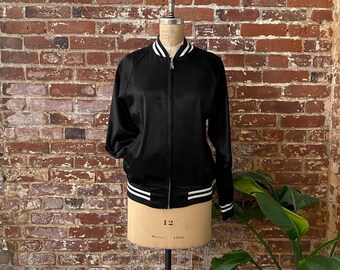 Vintage 1980s Motley Crue Theatre of Pain Black Satin Jacket Zip