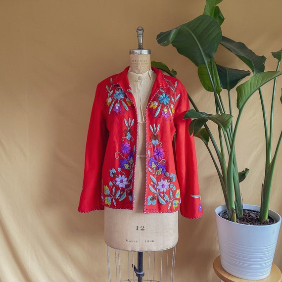 Vintage 1950s Floral Embroidered Mexican Souvenir