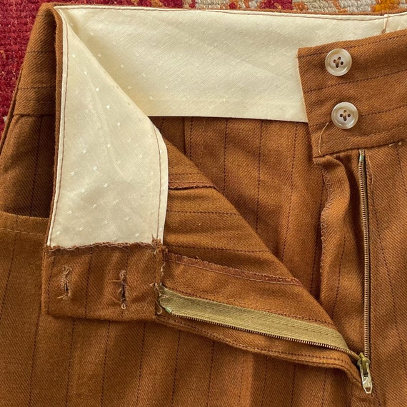 Vintage 1970s Brown & Black Pinstripe Trousers - … - image 9