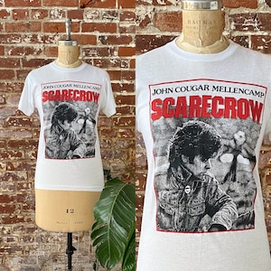 Vintage 1985 John Cougar Mellencamp Scarecrow Promo T-Shirt - 80s John Cougar Album Promo Tee - Single Stitch 50/50 - XS/S 17" x 25.5"