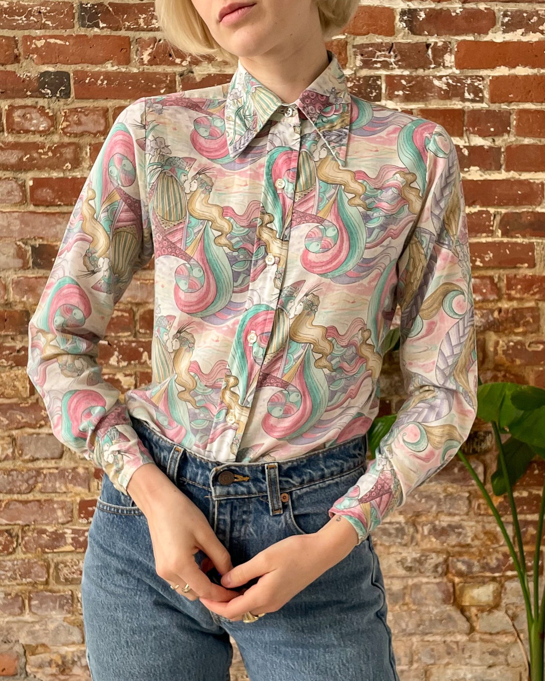 トップス vintage Euro cotton pajama shirt 60s 70s Vintage Pajama Top - Etsy