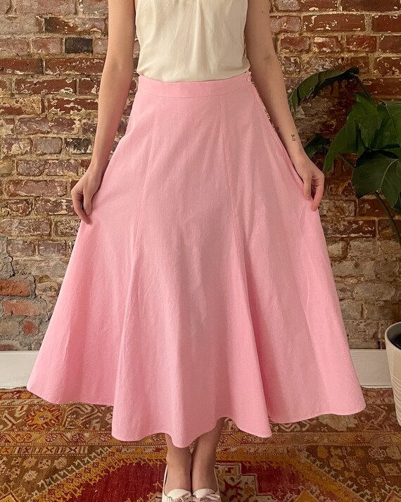 Vintage 1980s Bubblegum Pink Midi Circle Skirt - … - image 5