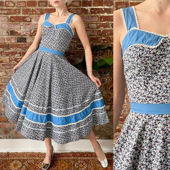 Vintage 1970s Does 1950s Leaf Print Circle Skirt … - image 1