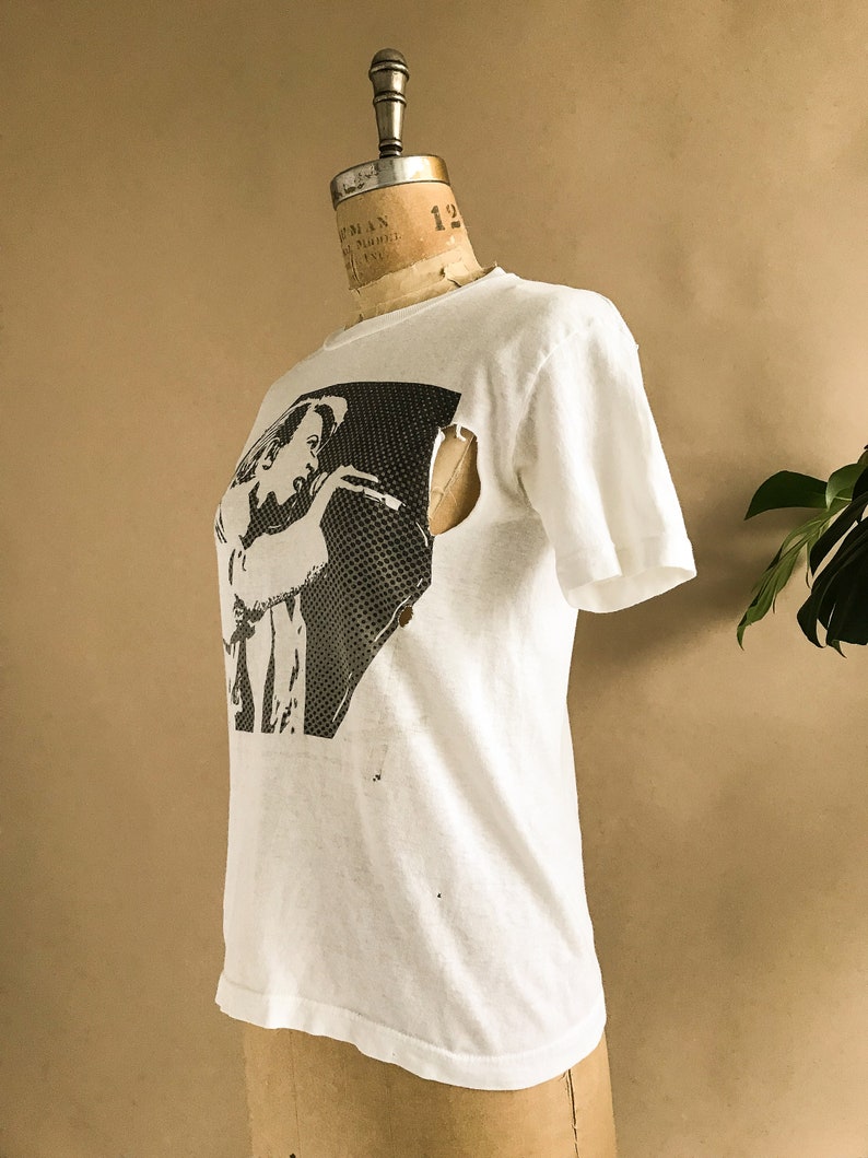 Paper Thin Thrashed Faded T-shirt Single Stitch White Cotton Size Small Vintage 1980s Original David Bowie T-Shirt