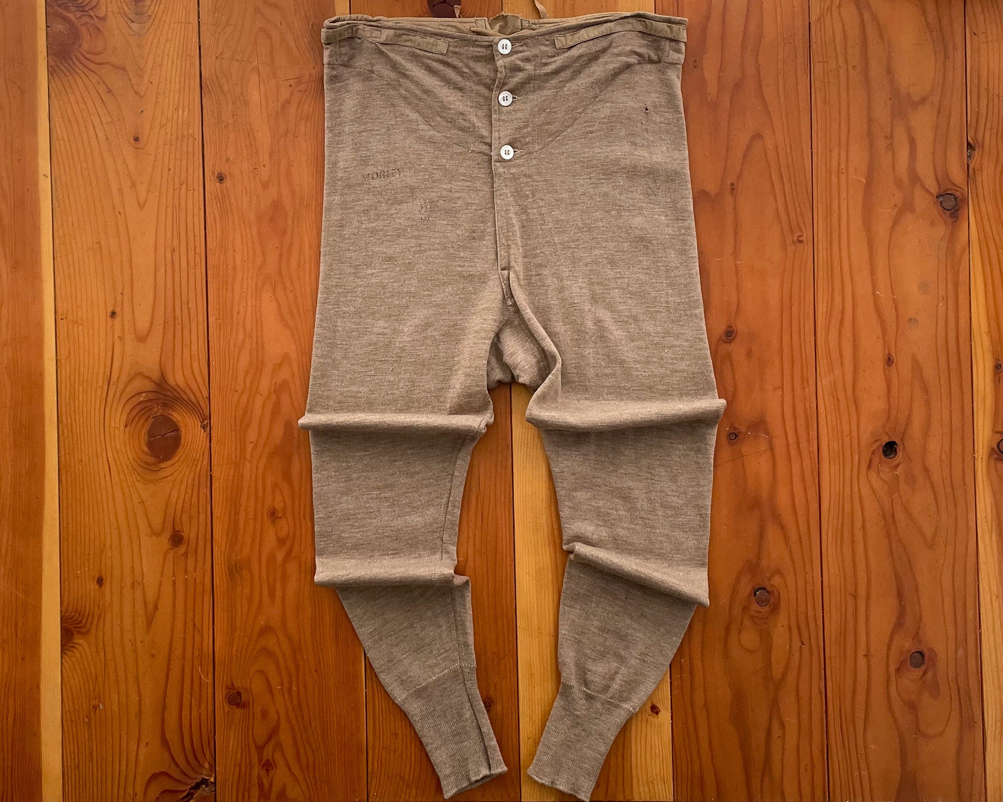 Vintage 1950s Morley UK Brown Botany Wool Long Johns - 50s