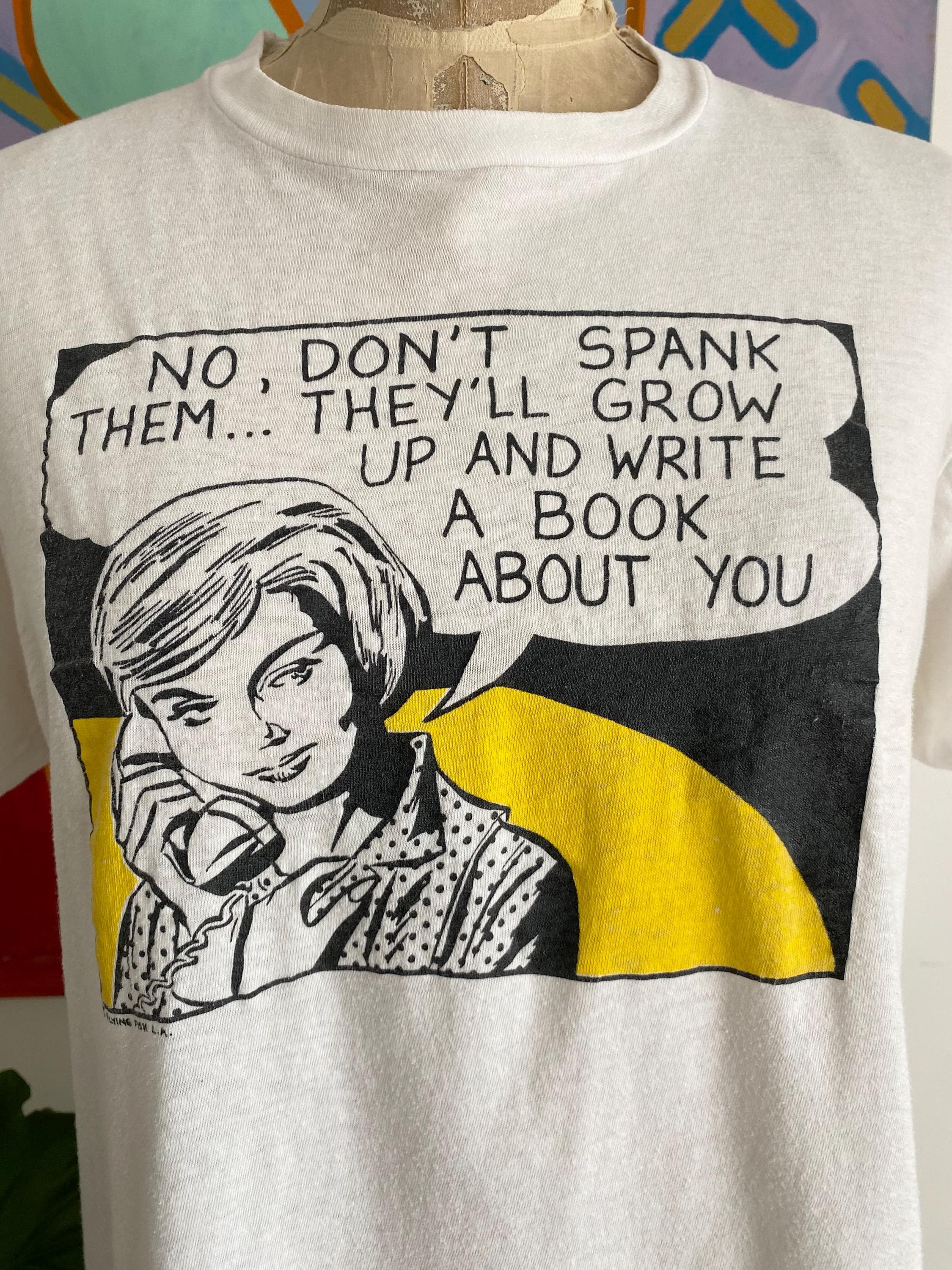 Vintage 80s Roy Lichtenstein Flying Fish LA Pop Art T-shirt 